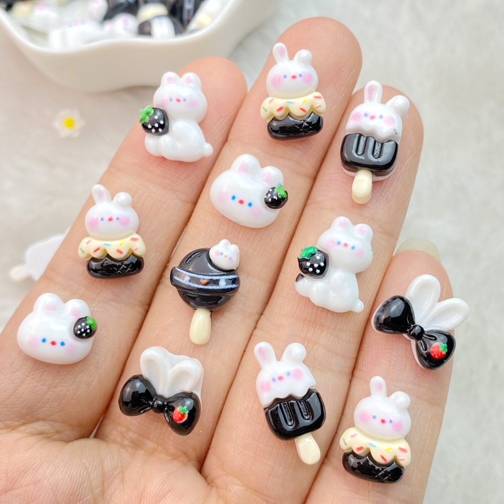 Art Craft Rabbit - 혼합 네일 아트 송진 만화 화이트