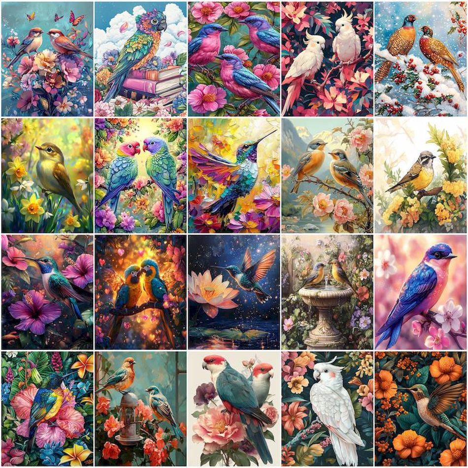 Art Craft Number - 숫자로 GATYZTORY 그림 오일 버드 꽃