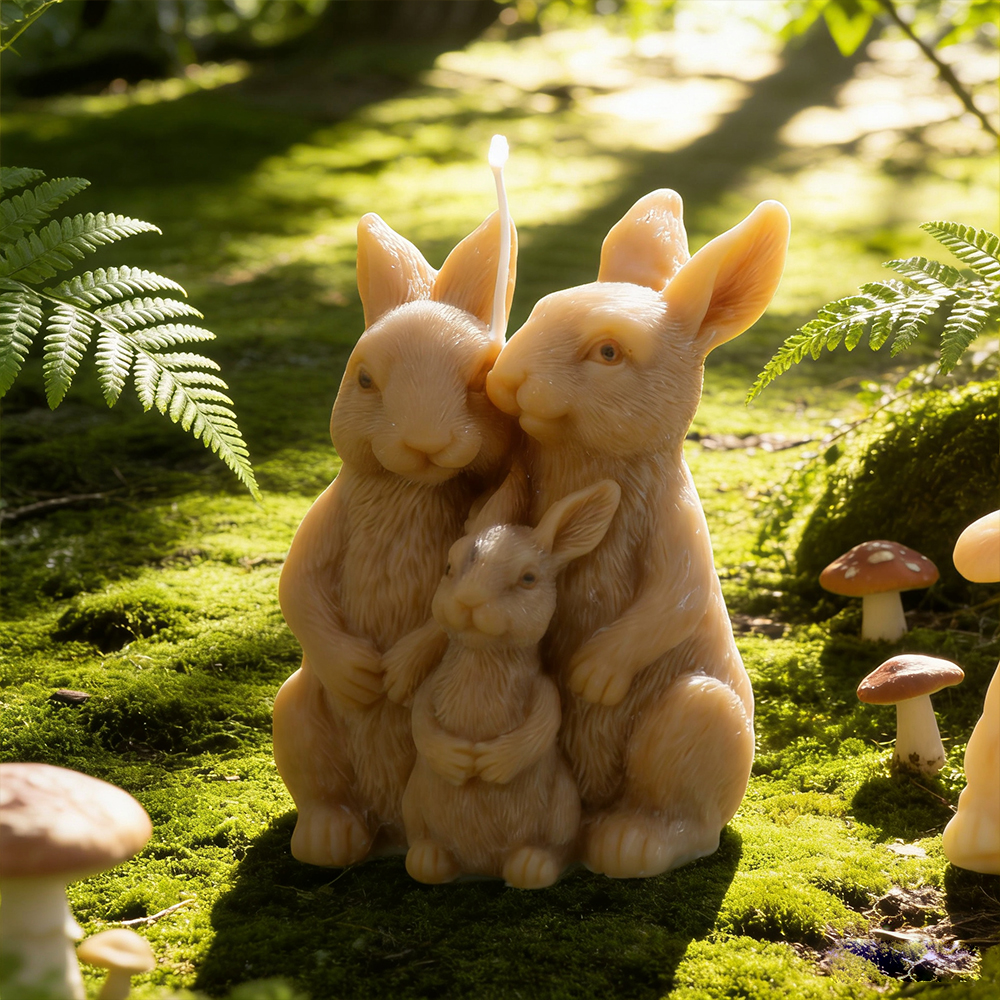 Art Craft Rabbit - 토끼 가족 실리콘 캔들 몰드 3D