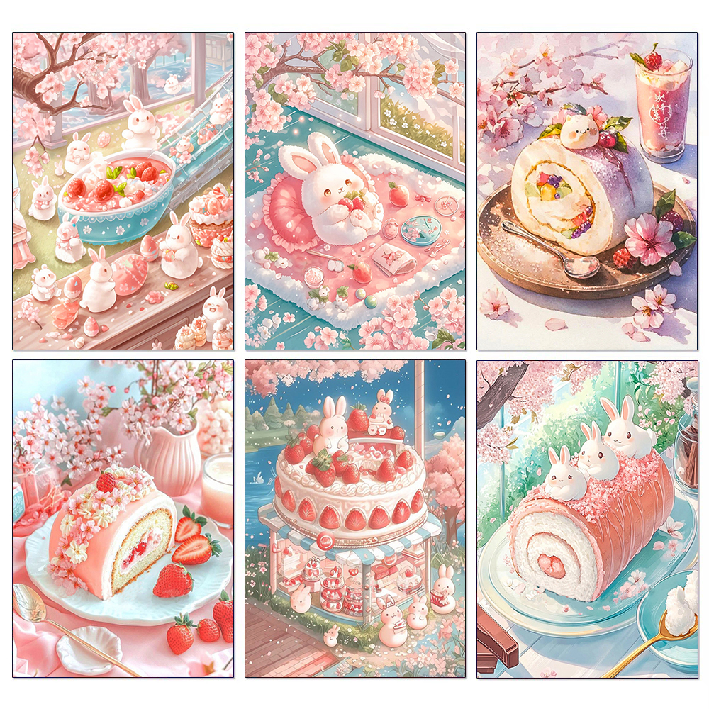 Art Craft Rabbit - 5D 다이아몬드 페인팅 키트 음식 케이크