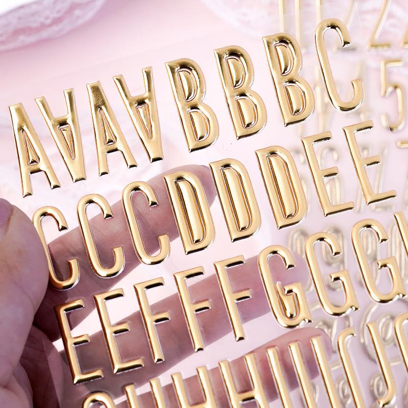 Art Craft Letter A - 3D 금박 글자 및 숫자 스티커,