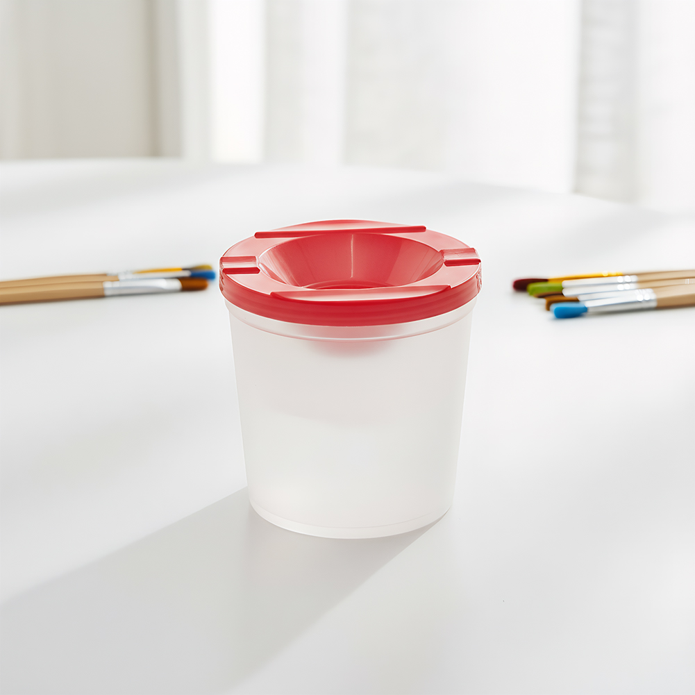 Art Craft Cup - 컬러 뚜껑이 있는 페인트 물컵, 흘림