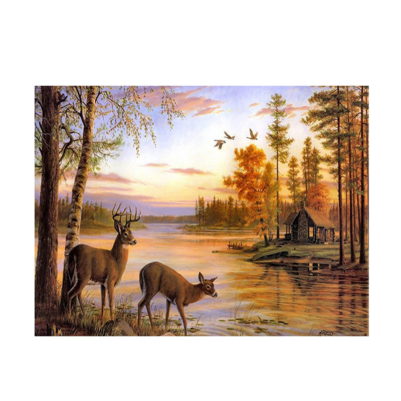 Art And Craft Autumn - 가을 숲 사슴 다이아몬드 페인팅 키트,