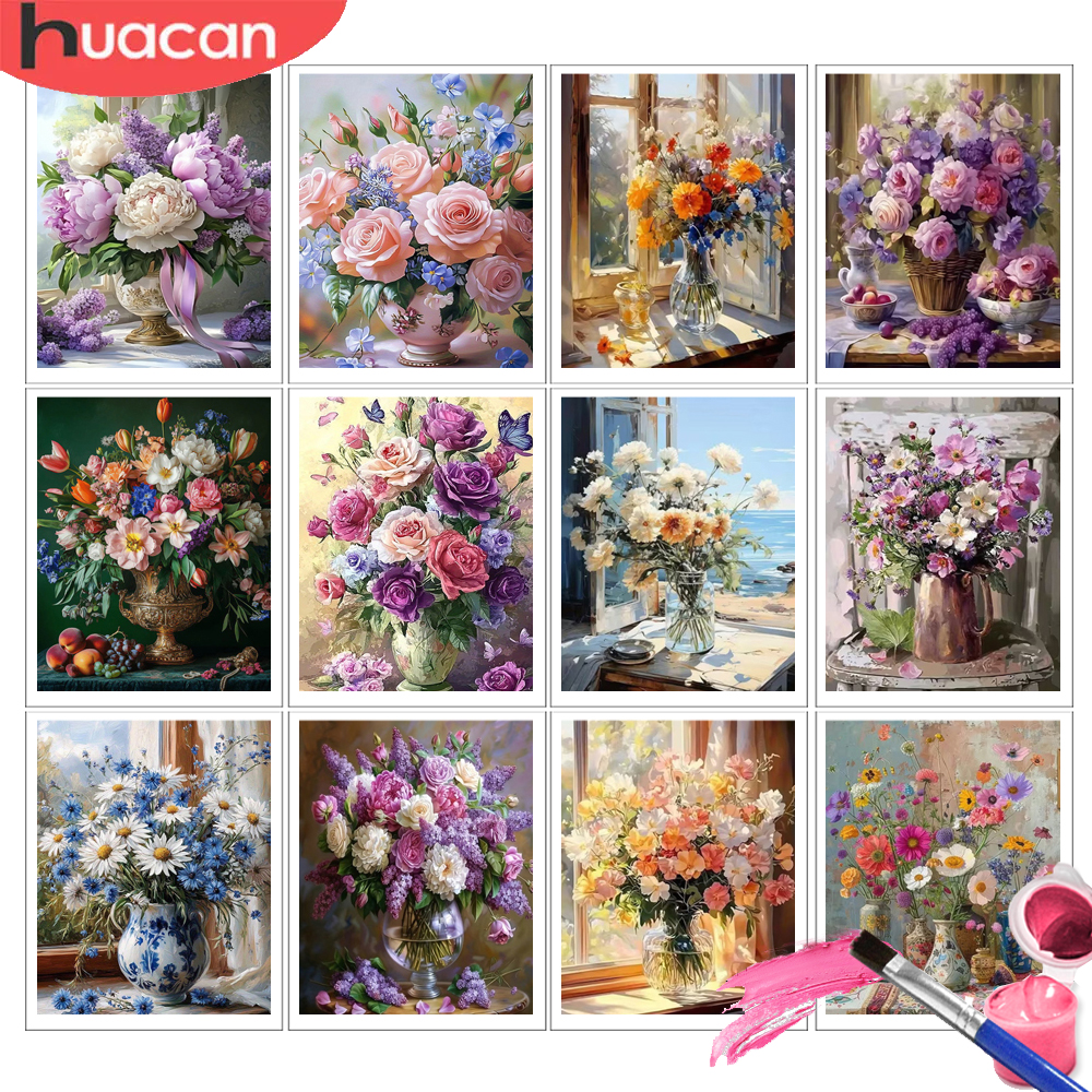 Art Craft Number - HUACAN 숫자로 그리는 그림 성인용 장미꽃