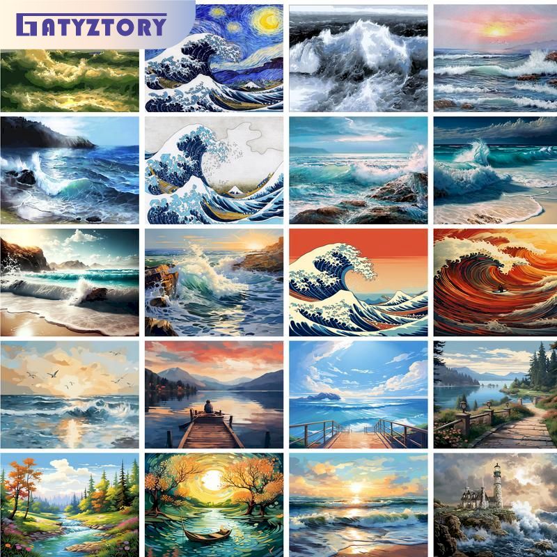 Art Craft Number - GATYZTORY 액자 오션 비치 강 풍경