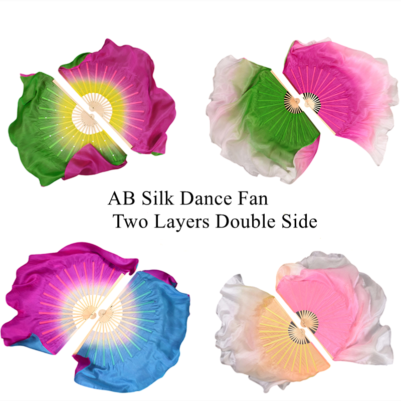Silk Painting Dye - 양면 댄스 팬 베일 한 쌍