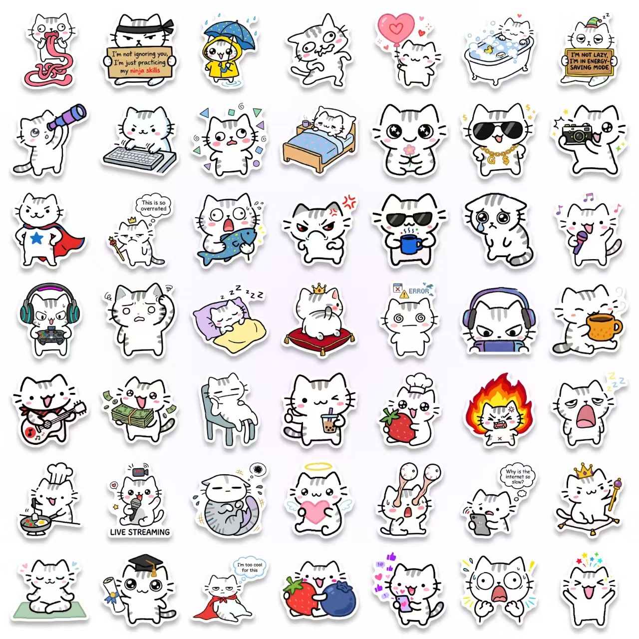50개의 귀엽고 재미있는 라인 아트 고양이 스티커, 스 - Art Craft Cup 리뷰 및 가격
