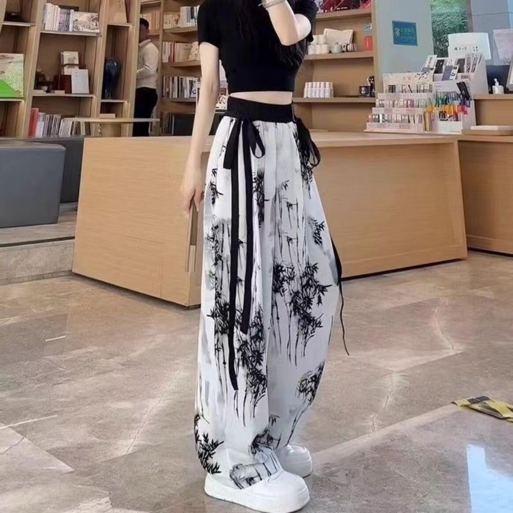 레트로 아이스 실크 잉크 페인팅 캐주얼 팬츠 중국풍 타 - Silk Painting Dye 리뷰 및 가격