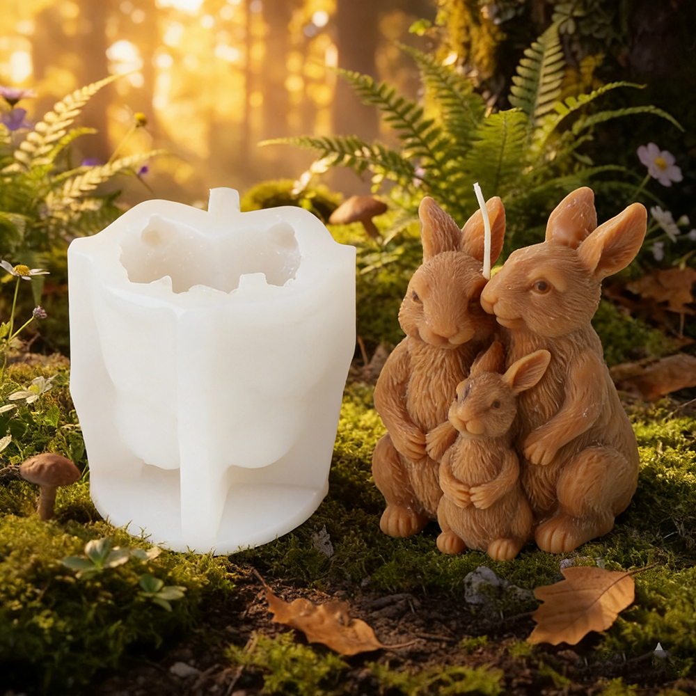 토끼 가족 실리콘 캔들 몰드 3D 엄마 아기 토끼 캔들 - Art Craft Rabbit 리뷰 및 가격