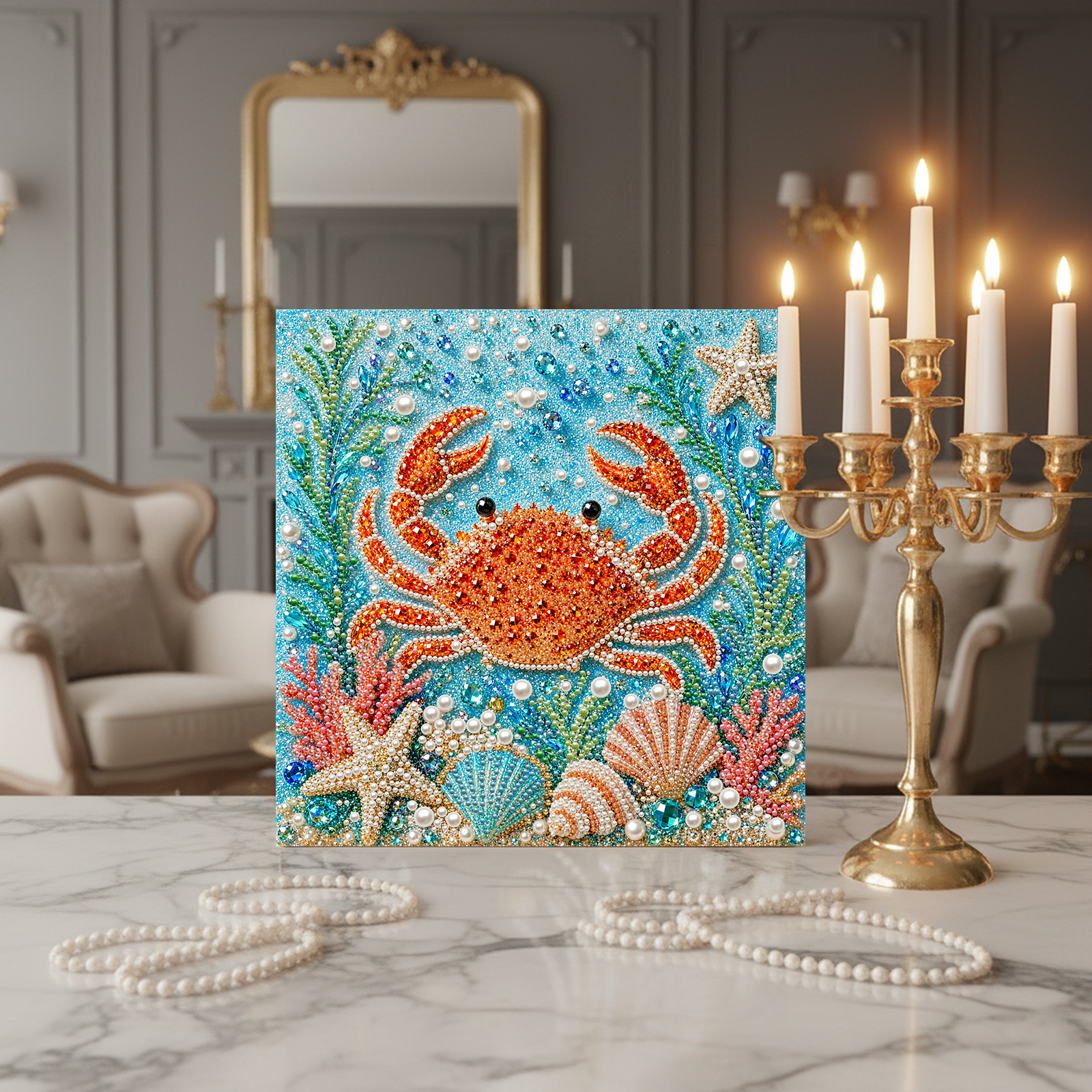 진주 페인팅 DIY 키트 20x20cm 액자형 캔버스  - Art Craft Number 리뷰 및 가격