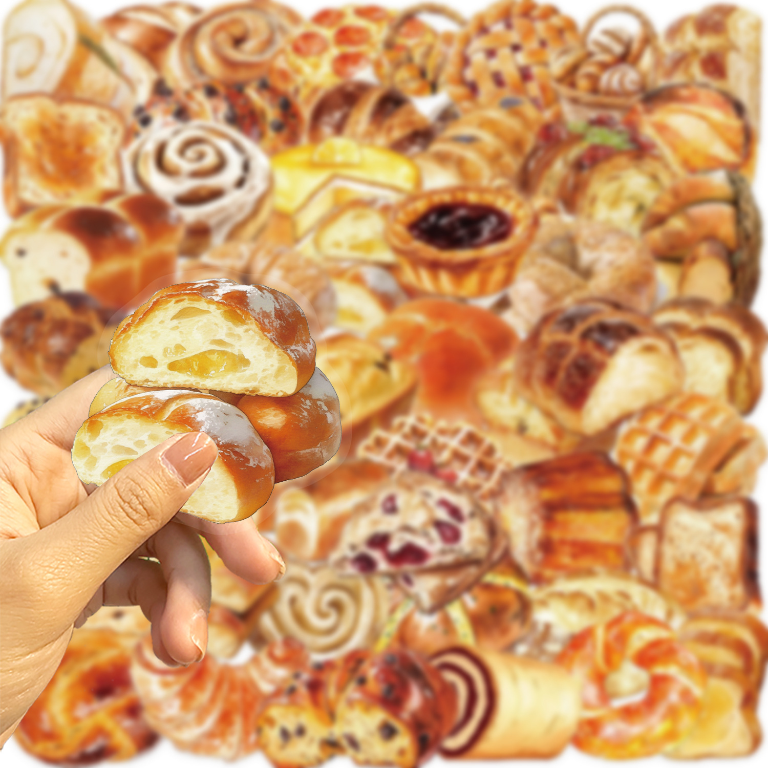 50Pcs 미적 베이커리 스티커 세트 수채화 빵 & 페 - Art Craft Bakery 리뷰 및 가격