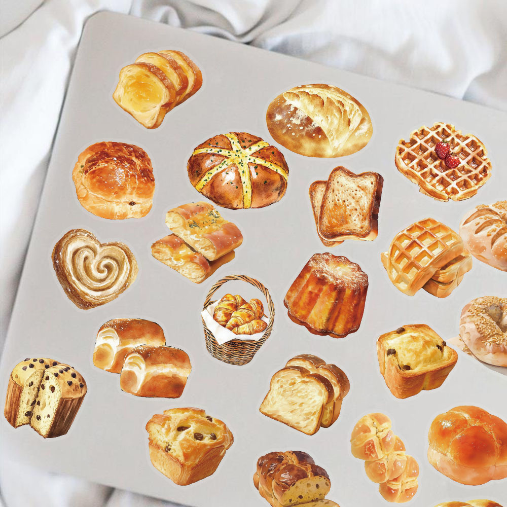 50Pcs 미적 베이커리 스티커 세트 수채화 빵 & 페 - Art Craft Bakery 리뷰 및 가격