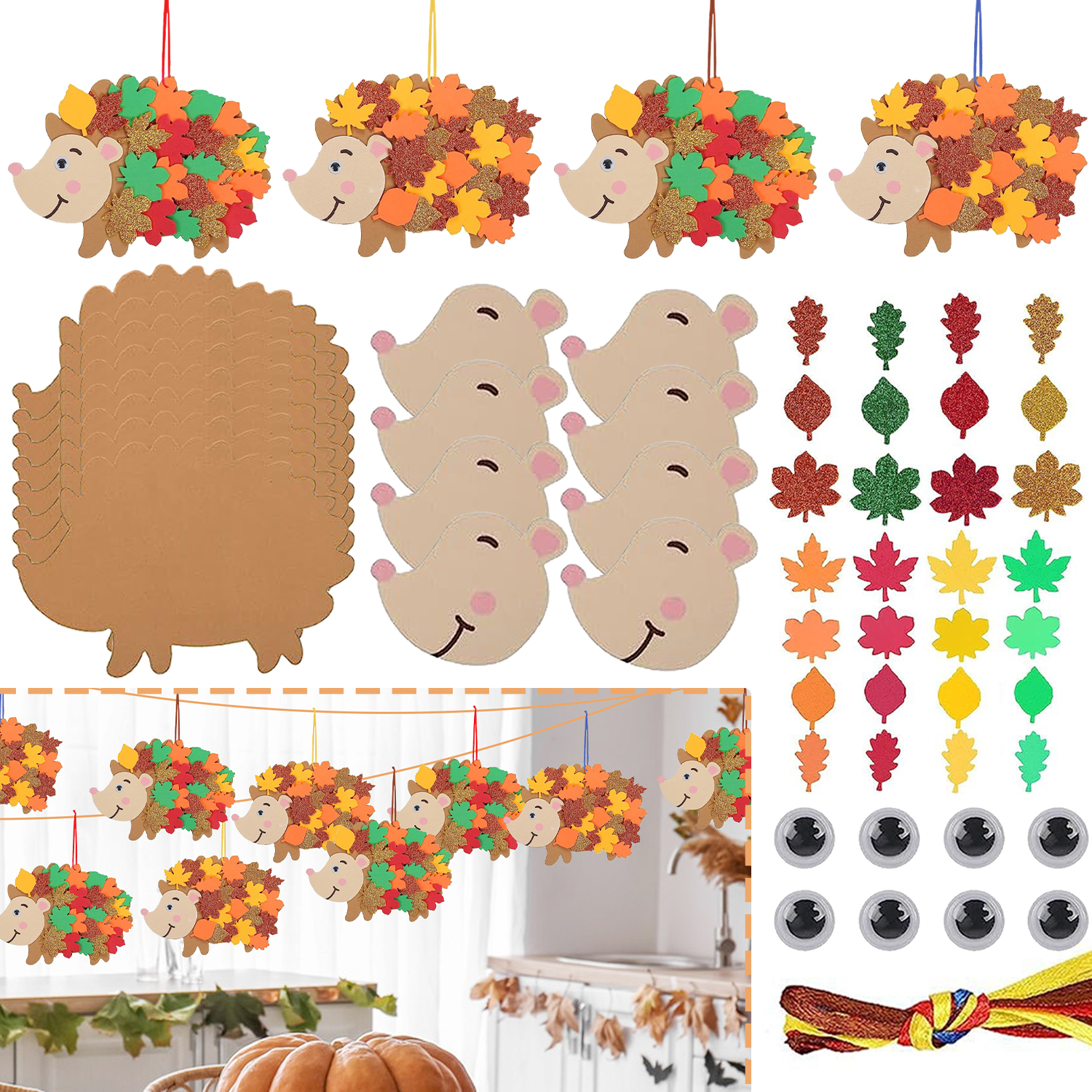 8pcs 고슴도치 거품 스티커 고슴도치 공예 Diy 스 - Art And Craft Autumn 리뷰 및 가격