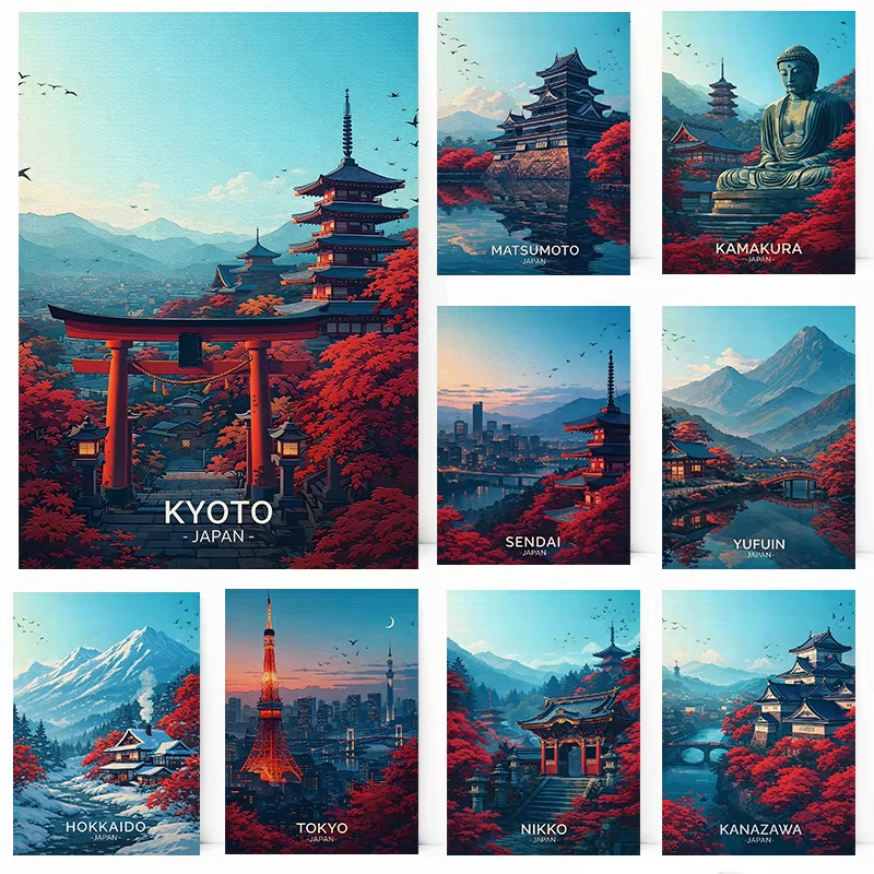 페인트 바이 넘버스 모던 일본 여행 풍경 핸드페인팅 아 - Art Craft Number 리뷰 및 가격