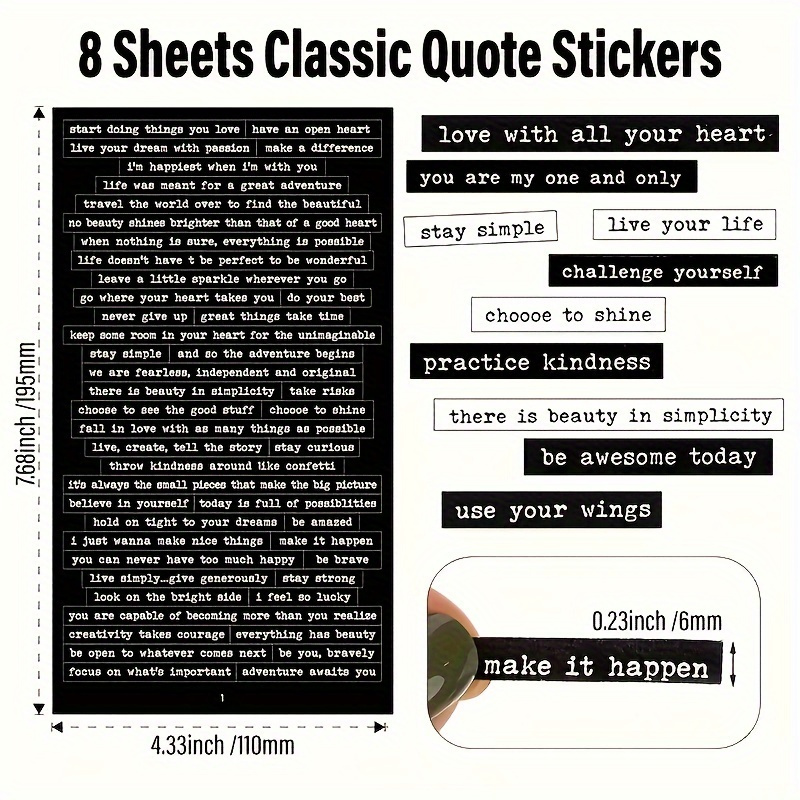 406pcs 영감 따옴표 스티커 스크랩북, 저널, 플래 - Art Craft Quotes 리뷰 및 가격