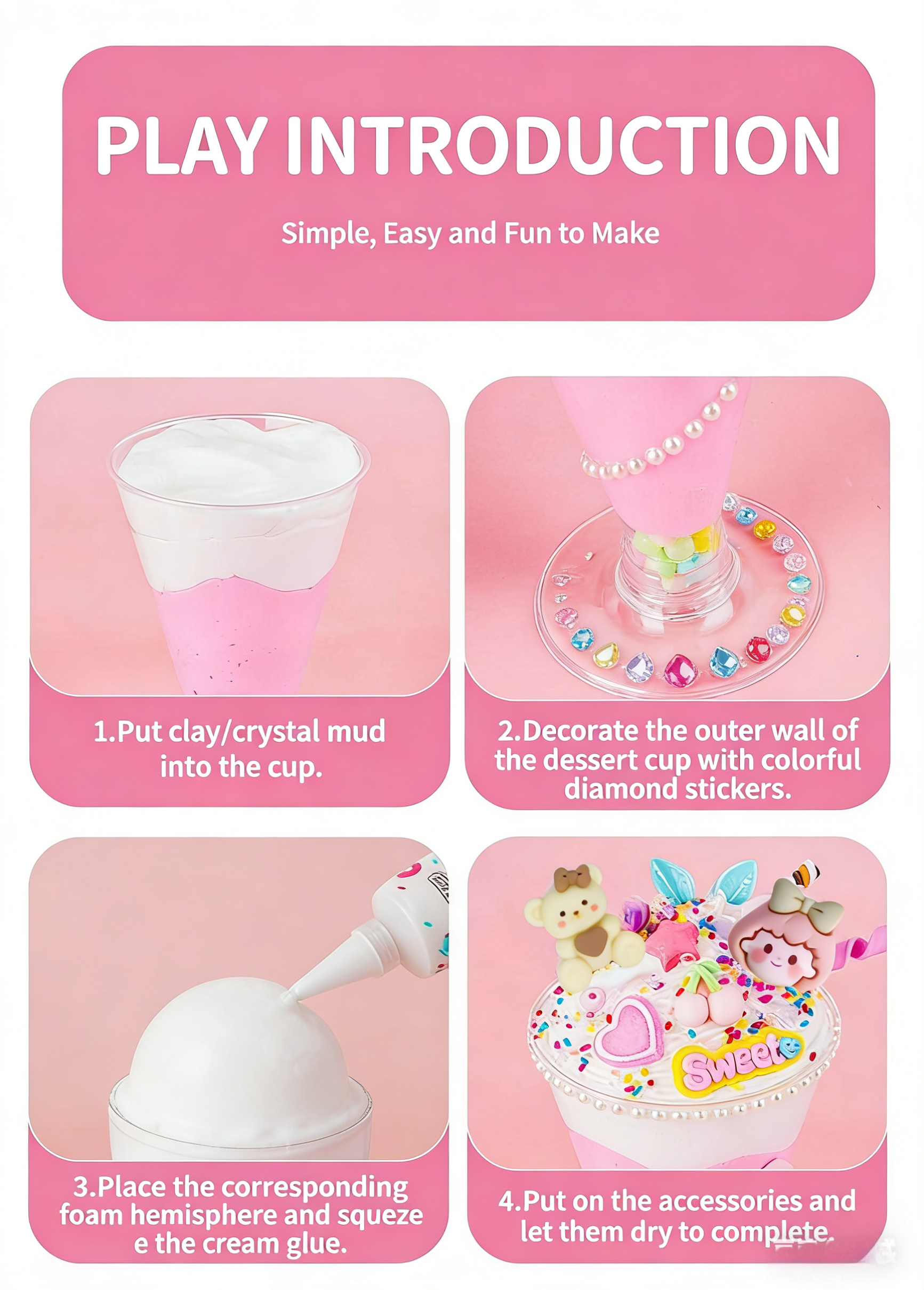 DIY 크림 글루 아이스크림 컵 키트 시뮬레이션 주스  - Art Craft Cup 리뷰 및 가격
